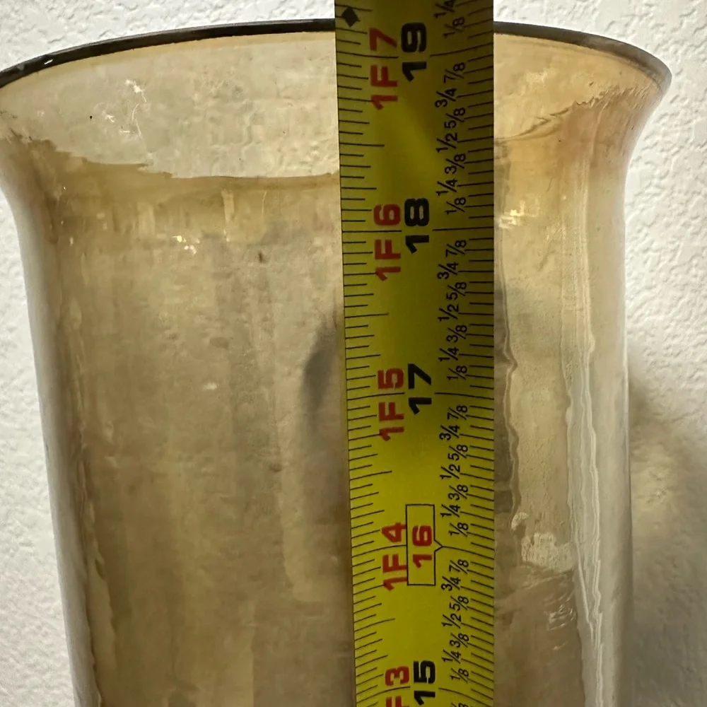 Amber Glass Vase on Black Metal Stand - Home Accents Vases